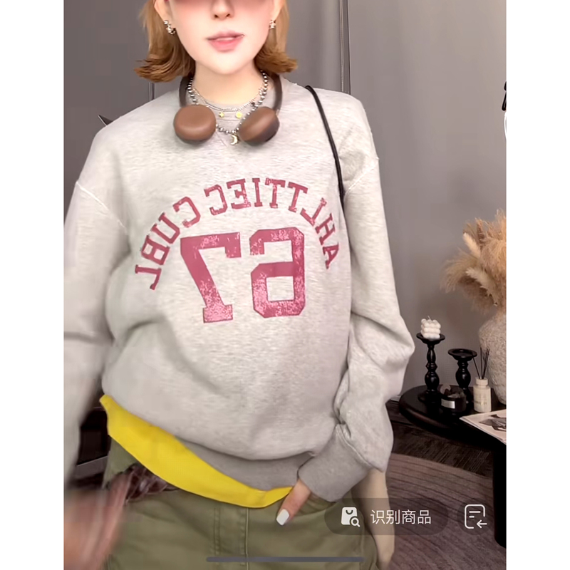 67字母印花T恤中长款休闲宽松