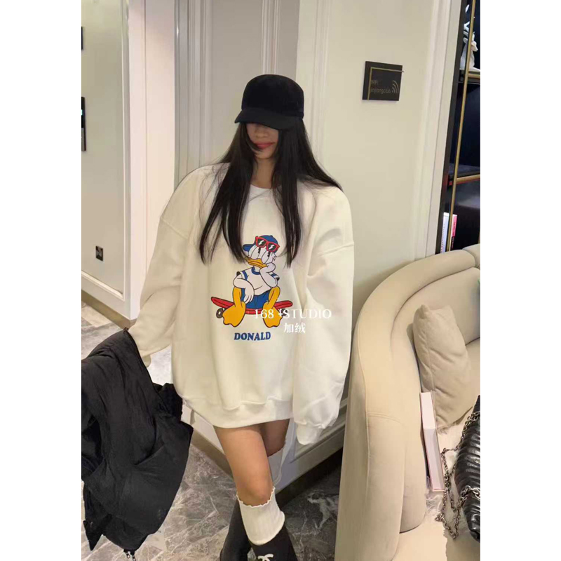 卡通唐老鸭印花T恤宽松休闲百搭