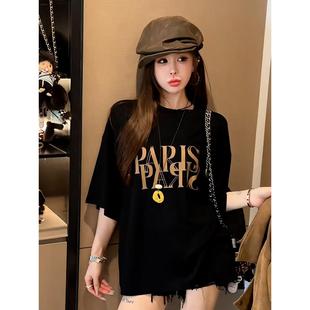 t恤女2025夏新款 减龄字母印花短袖 潮流oversize上衣 爆款 欧货小衫