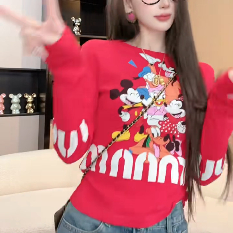 2024秋季新款打底衫长袖t恤女字母印花修身显瘦百搭卡通减龄通勤,女装/女士精品,大码内搭,淘宝优惠券,粉丝福利购,淘宝优惠卷