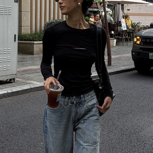 复古长袖t恤女内搭打底衫2