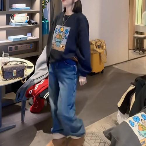 盆栽印花T恤宽松休闲加绒保暖