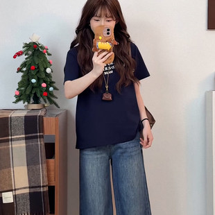 2026新款 女装 休闲简约宽松显瘦纯棉上衣 t恤夏季 欧货基础百搭短袖