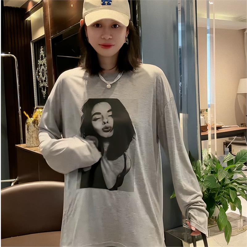 美式复古街头小众印花长袖