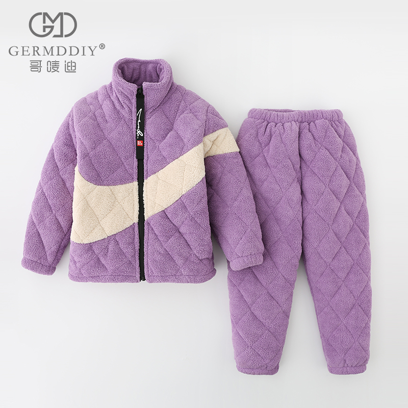 女童睡衣冬季夹棉加绒加厚保暖款