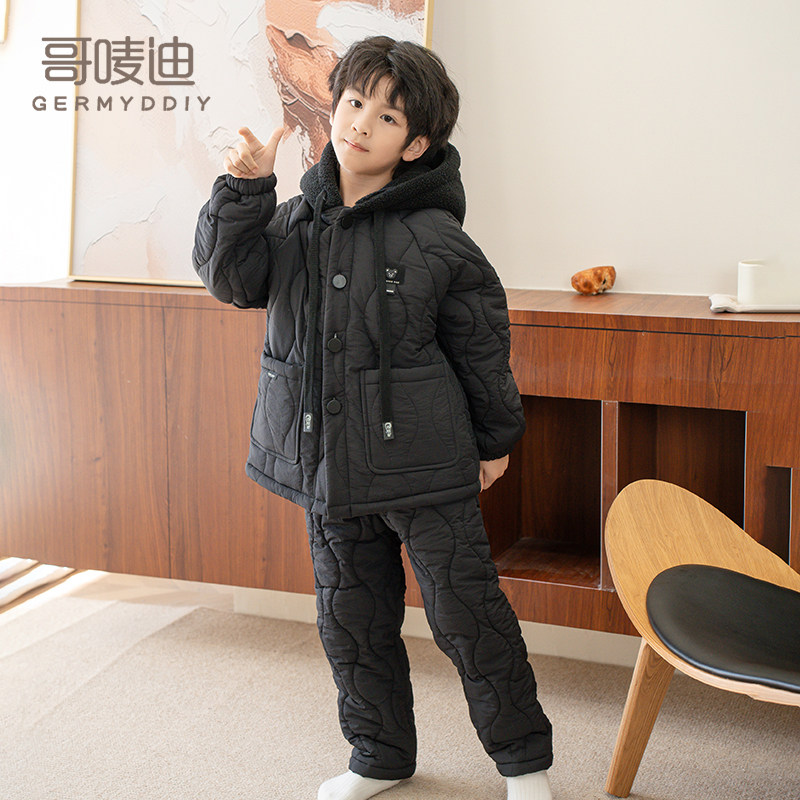 儿童冬季加绒加厚家居服新款羽绒防水三层夹棉男童中大童男孩睡衣,童装/婴儿装/亲子装,家居服套装,淘宝优惠券,粉丝福利购,淘宝优惠卷