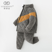 儿童睡衣冬季 加厚款 珊瑚绒三层夹棉加绒加厚保暖法兰绒男童家居服