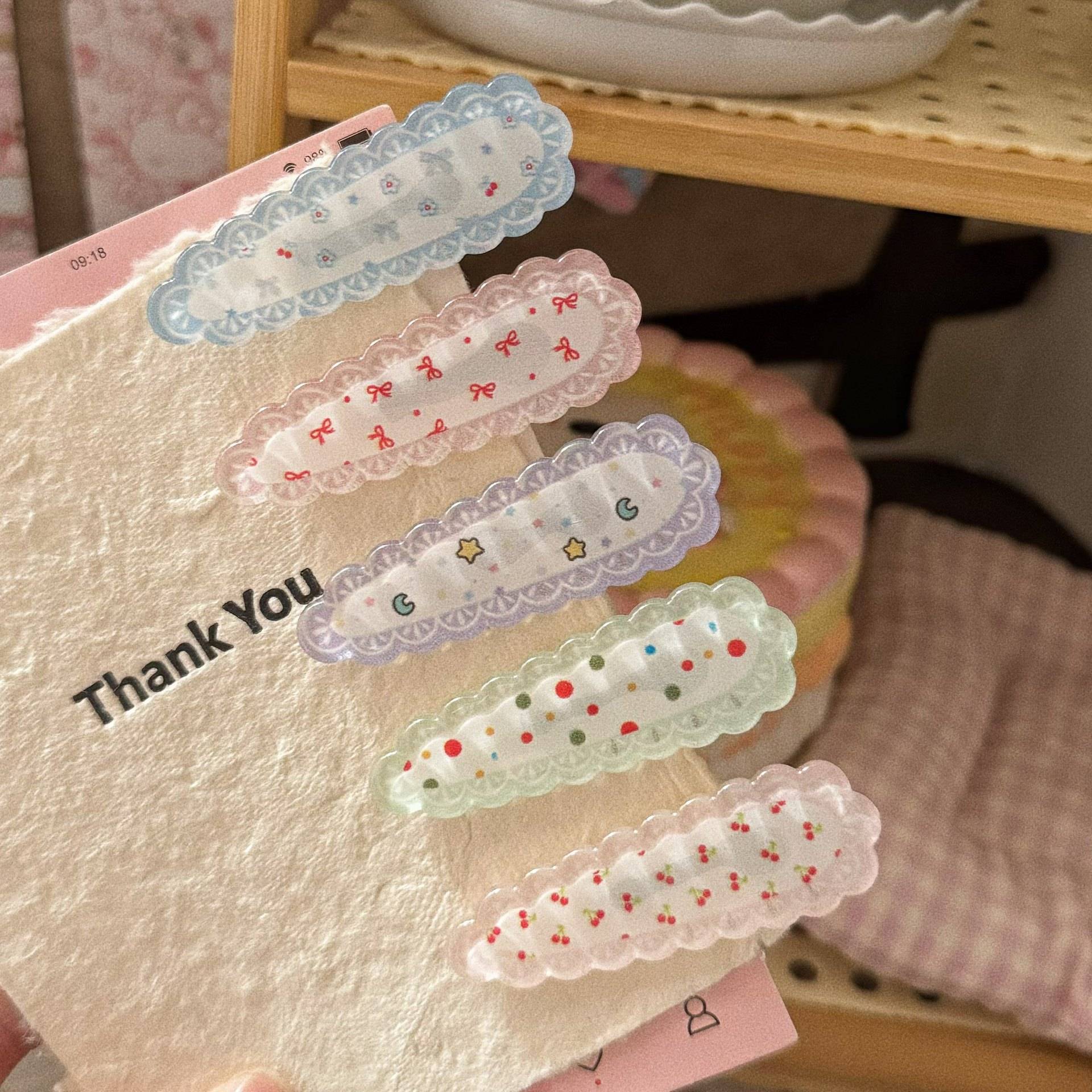 糖果色波点花边水滴发夹日系简约甜美少女刘海鸭嘴夹发卡发饰夹子