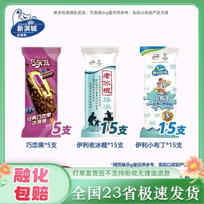 伊利巧恋果老冰棍小布丁雪糕粤宝白桃撞奶芝芝脆皮凤梨撞奶冰淇淋