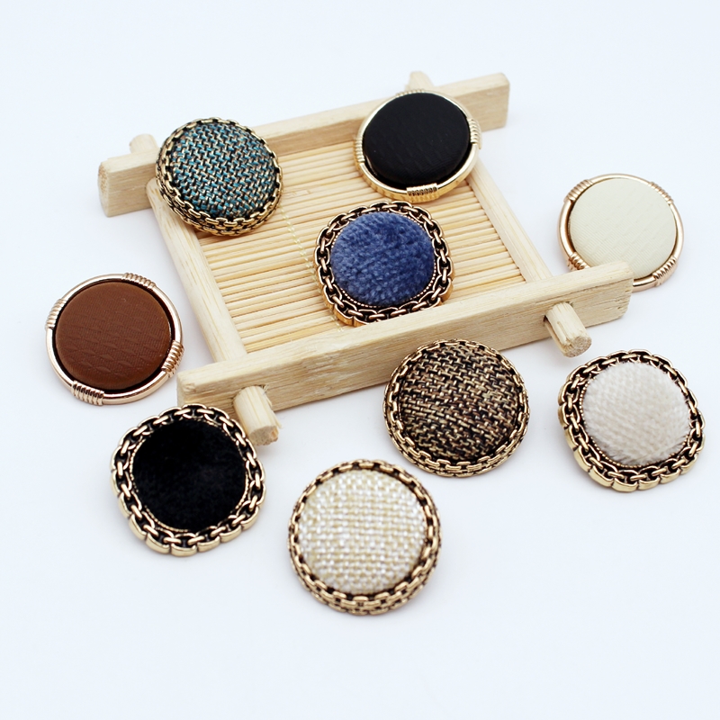 小香风金属包布个性复古圆形纽扣