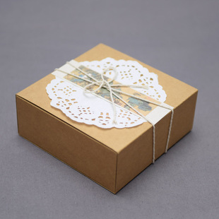 花寄 DIY手工牛皮纸抽屉礼盒 送礼物搭配文艺生日礼包装盒 自折