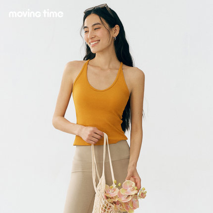 movingtime一体杯瑜伽背心女修身显瘦速干透气普拉提训练健身吊带