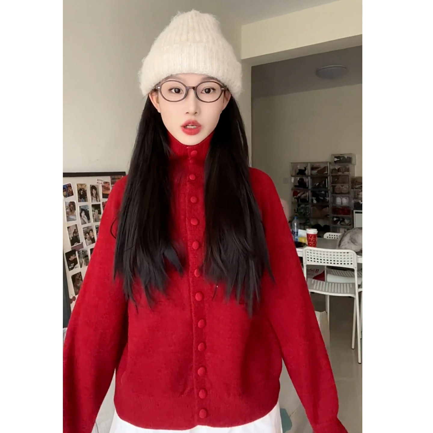 新年红色针织衫开衫高领毛衣外套女上衣可外穿内搭2026新款秋冬季,女装/女士精品,毛衣,淘宝优惠券,粉丝福利购,淘宝优惠卷