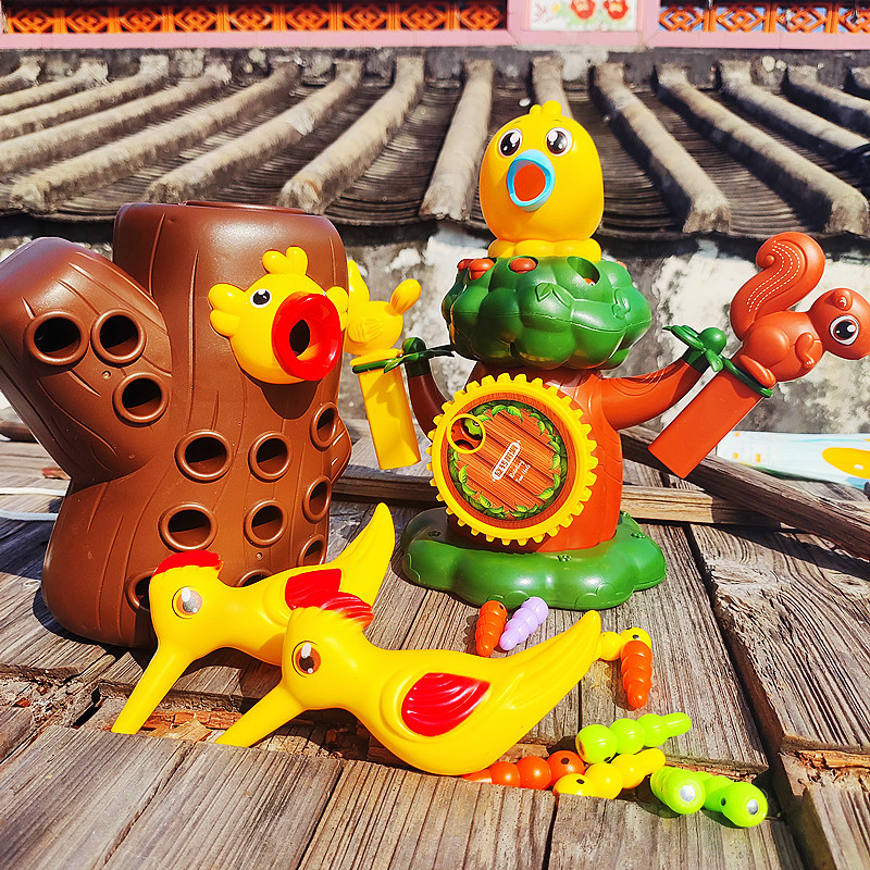 幼儿童益智力宝宝啄木鸟玩具捉虫吃动脑钓鱼一至二岁半3男女小孩1