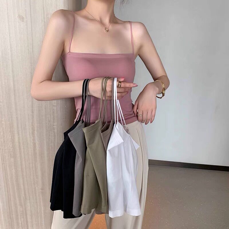 内搭小吊带内衣女装2026新款早春外穿带胸垫背心白色美背打底上衣