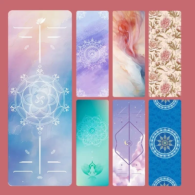 1.5mm天然橡胶麂皮绒瑜伽垫印花超薄折叠防滑铺巾吸汗便携旅行垫