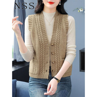 叠穿针织马甲女小个子2025新款春秋洋气马夹坎肩毛衣背心外搭开衫