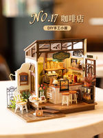 Ruolai Ruotai Coffee Shop diy Handicraft House Mini Art House Assembly Model Villa Scene Building Block Girl thumbnail 8