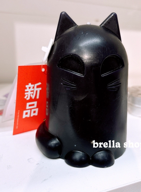 IKEA宜家代购 库斯法尔黑色猫猫蜡烛 无香型万圣节日氛围装饰摆件