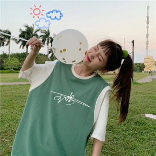 夏季假两件短袖女易烊千玺王源同款应援t恤学生韩版半袖ins上衣潮