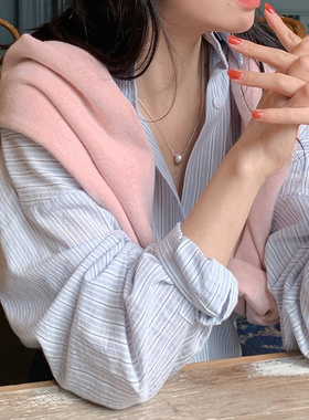 Slowand韩国官网自制女装代购23春 清新文艺穿搭经典条纹长袖衬衫