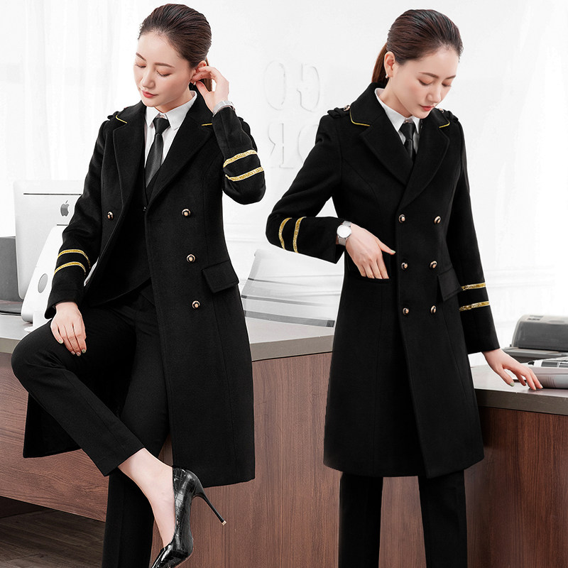 中长款修身加棉工作服冬季职业装
