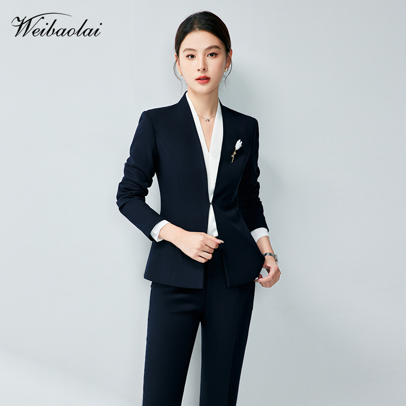 高端职业套装女秋西装套装女工服