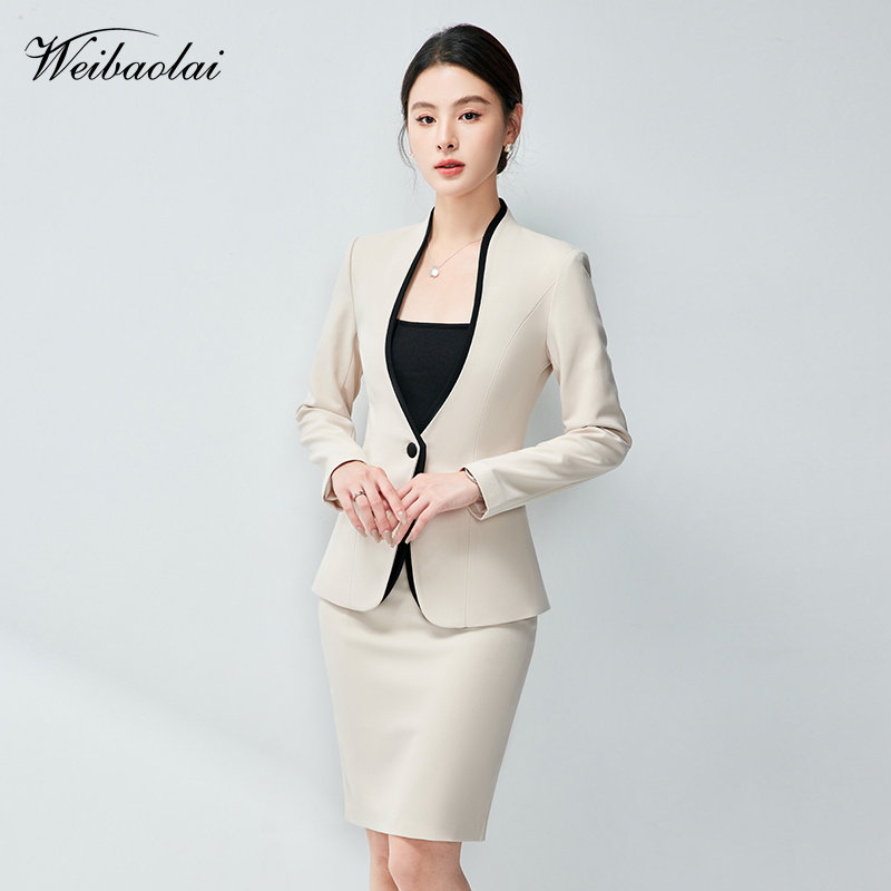 高级感米色西装套装女秋冬款工装