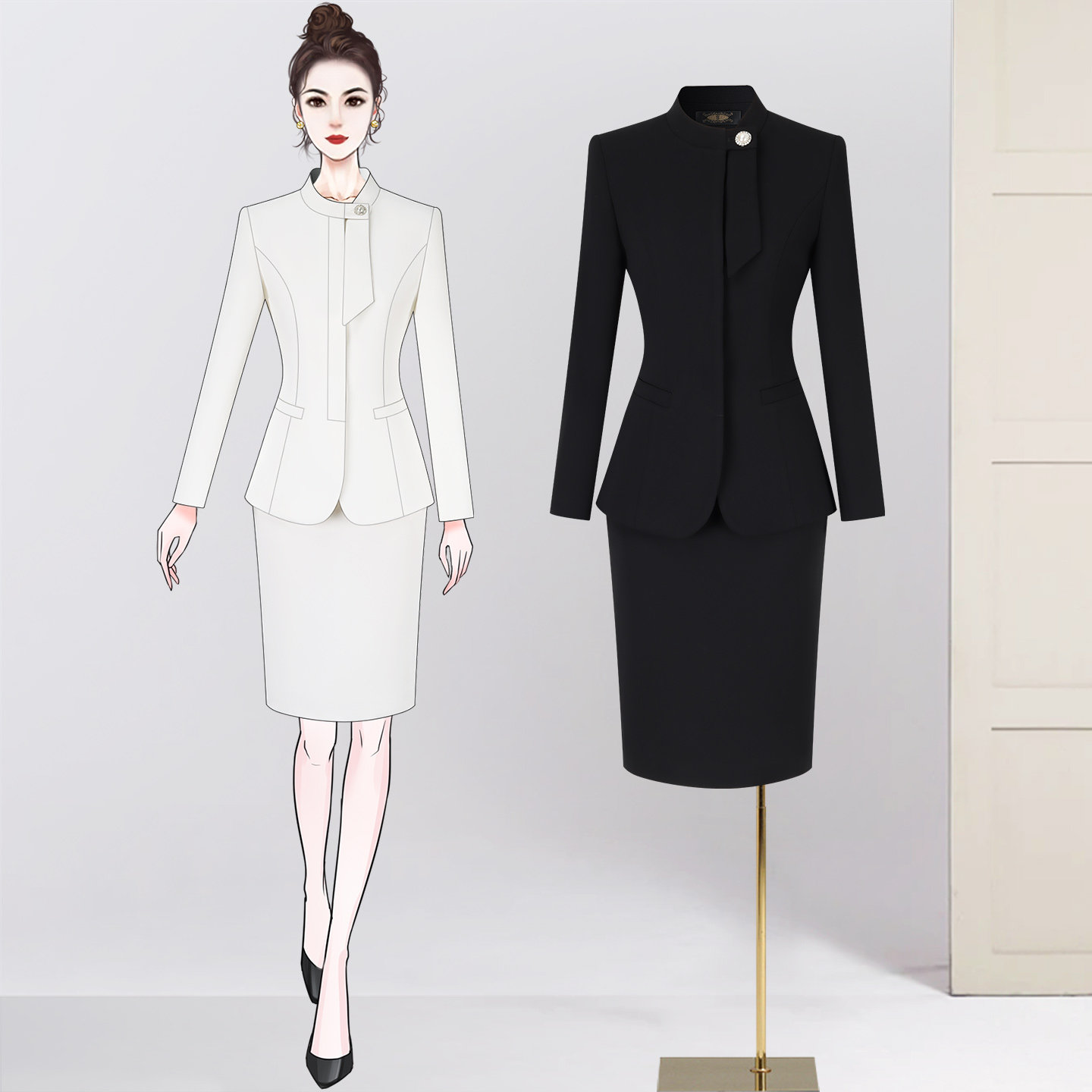 职业套装女美疗师工作服女秋冬