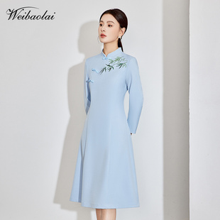 新中式 连衣裙女改良旗袍物业售楼酒店前台接待工作服 连衣裙职业装