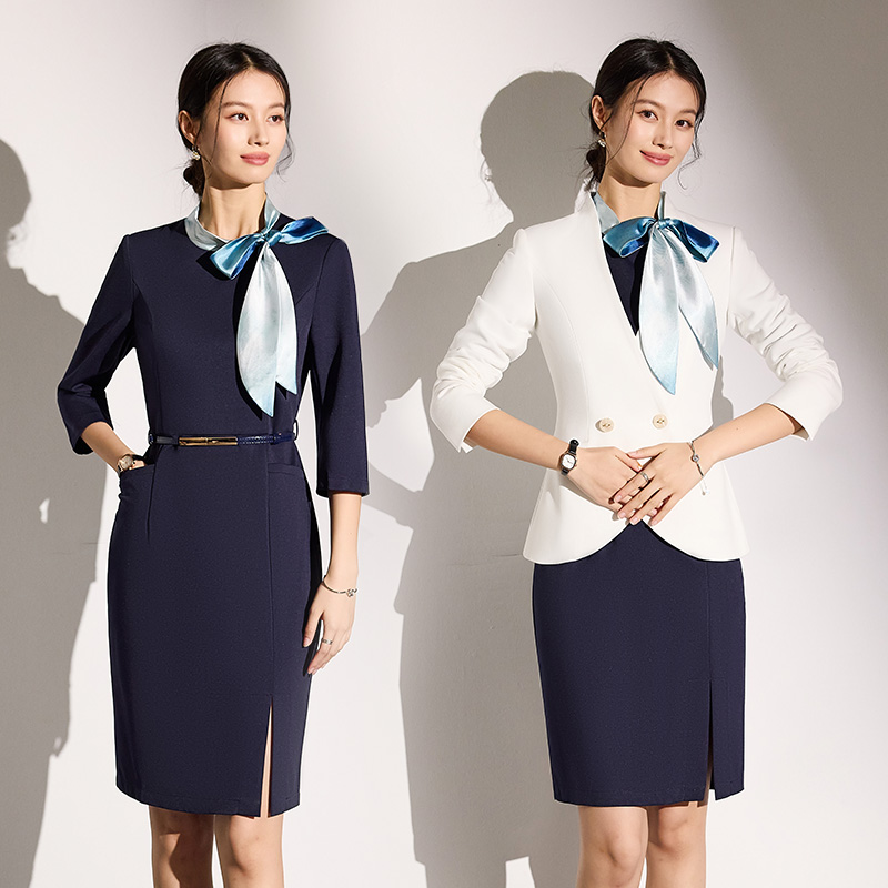 美容师工作服女西装连衣裙套装女