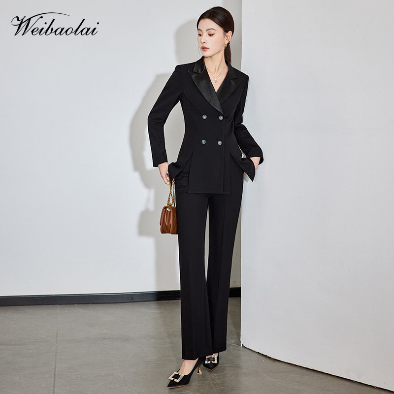 黑色西服套装女职业正装高级感秋冬公务员面试通勤西服外套工作服