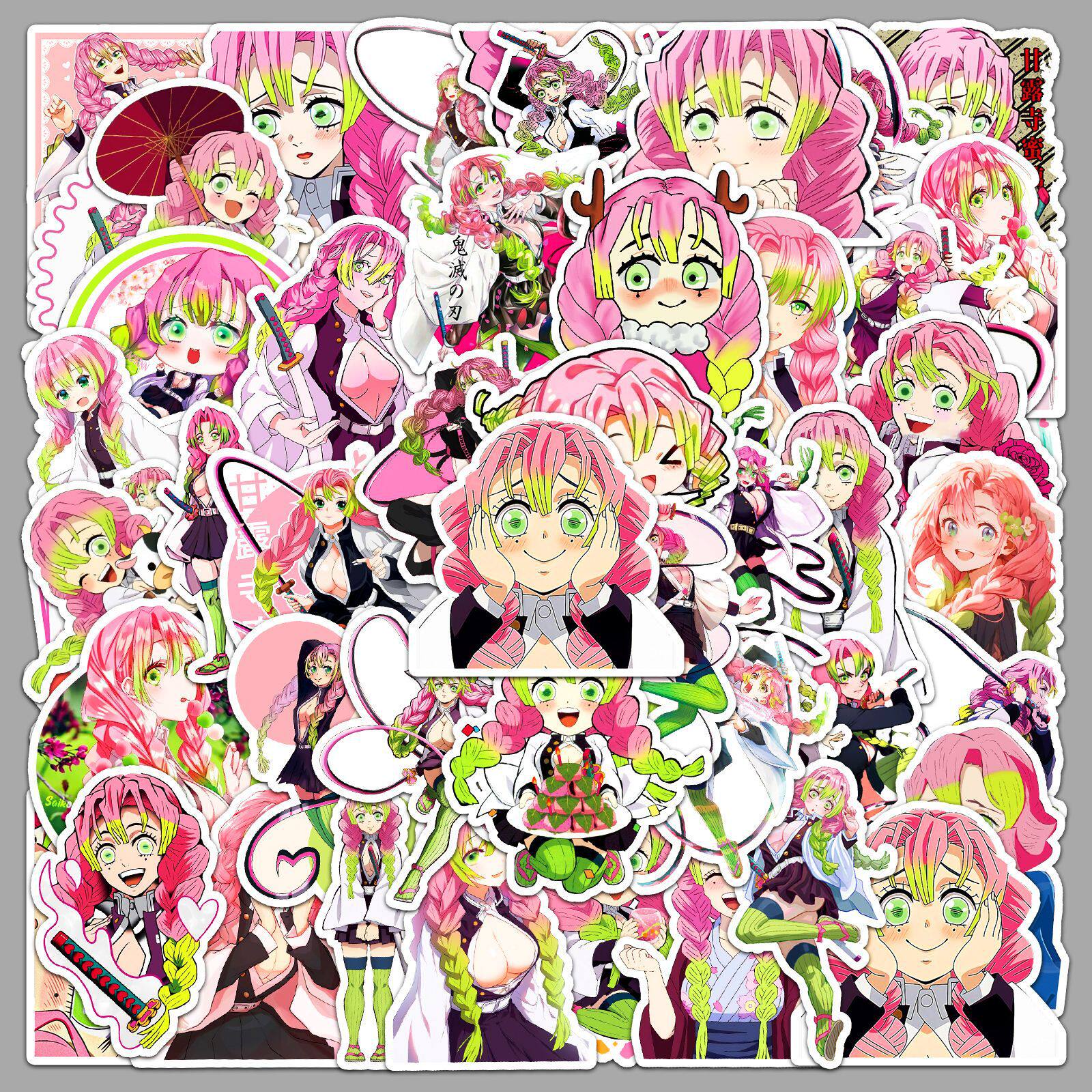 100张甘露寺蜜璃涂鸦个性卡通日漫鬼灭之刃装饰手机壳行李箱贴纸