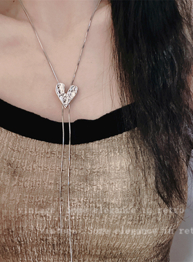 金属爱心长款抽拉绳项链女简约ins风锁骨链甜酷辣妹潮流不规则潮