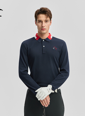 MUNSINGWEAR万星威高尔夫男士秋冬长袖t恤上衣翻领运动POLO衫