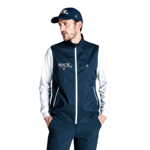 MUNSINGWEAR万星威男士秋冬高尔夫轻便拉链字母刺绣弹力拉链马甲