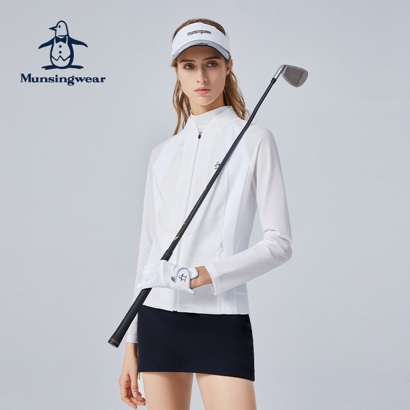 MUNSINGWEAR万星威高尔夫女士夏季运动休闲长袖修身立领外套薄款