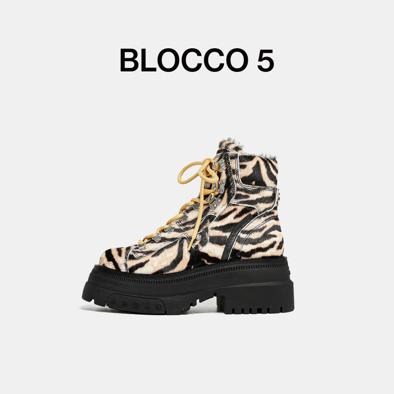 BLOCCO5女鞋靴子ALL ROUND时尚休闲铆钉扣豹纹厚底马丁靴原创,女鞋,切尔西靴,淘宝优惠券,粉丝福利购,淘宝优惠卷