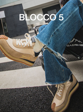 BLOCCO5女鞋秋季单鞋华夫拼色复古增高时尚休闲运动鞋轻便透气
