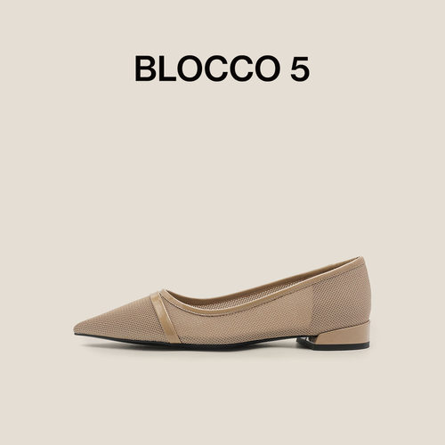 25年春夏新品经典尖头拼接低跟鞋