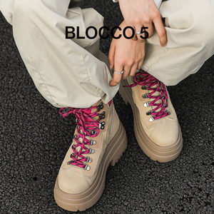 【秦岚同款】BLOCCO5女鞋秋冬ALL ROUND马丁靴厚底增高户外大黄靴