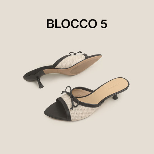 BLOCCO5蝴蝶结细跟中跟凉鞋