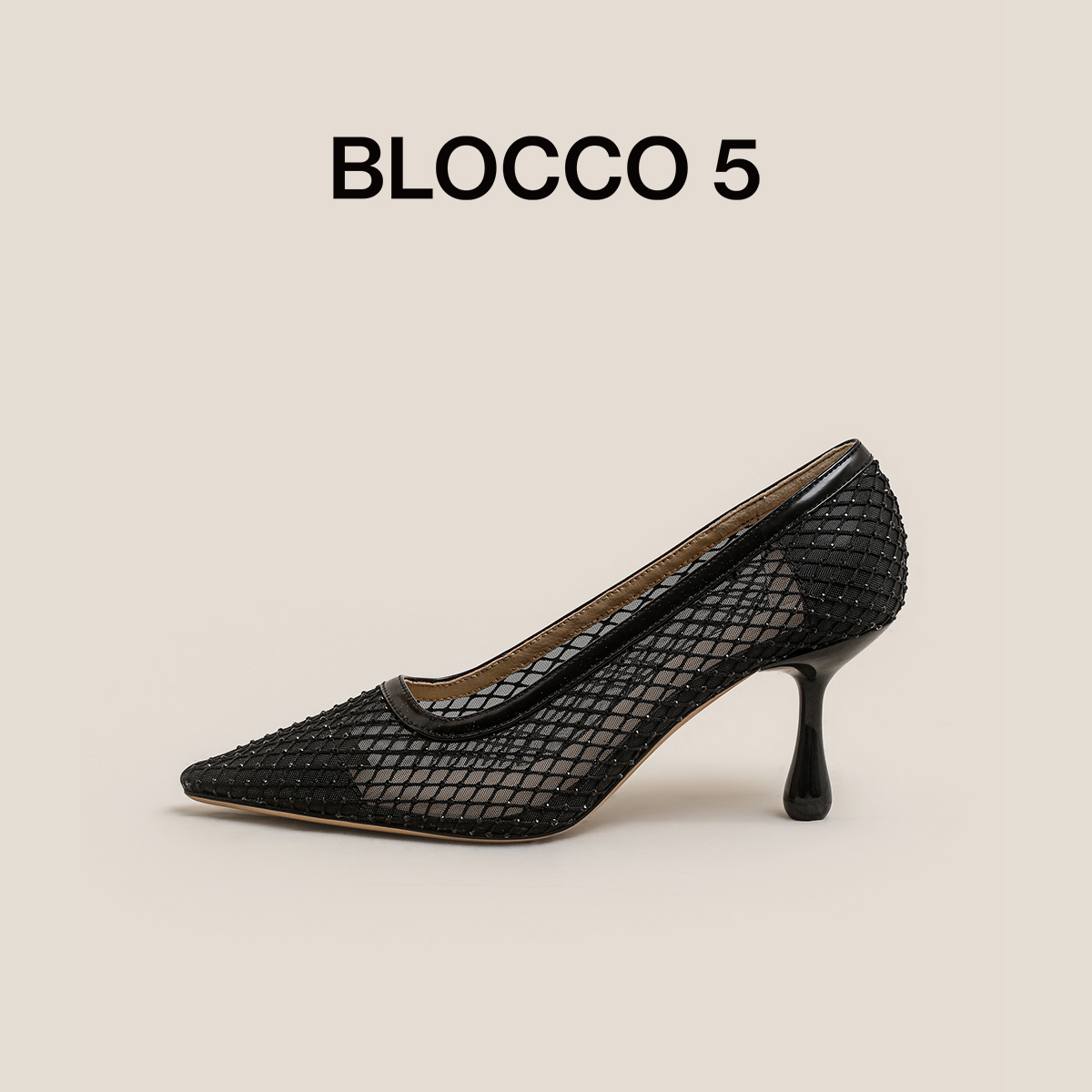 BLOCCO5优雅镶钻镂空细高跟鞋