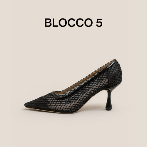 BLOCCO5优雅镶钻镂空细高跟鞋