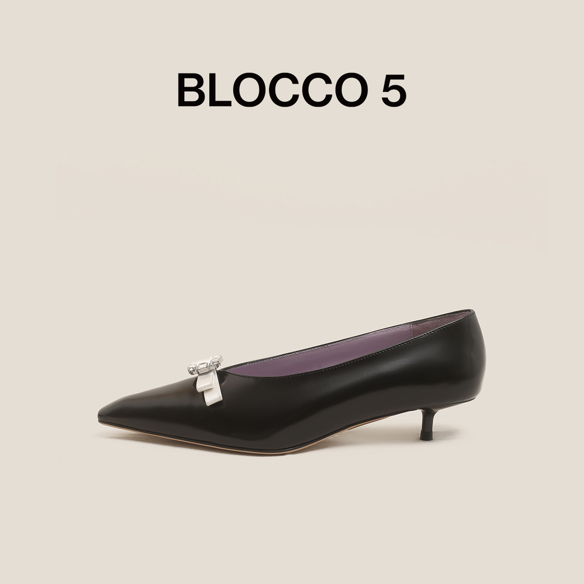 BLOCCO5蝴蝶结水钻浅口单鞋