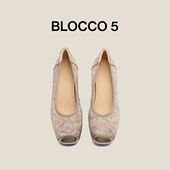 优雅粗跟方头复古浅口单鞋 BLOCCO5春季 女士芭蕾鞋