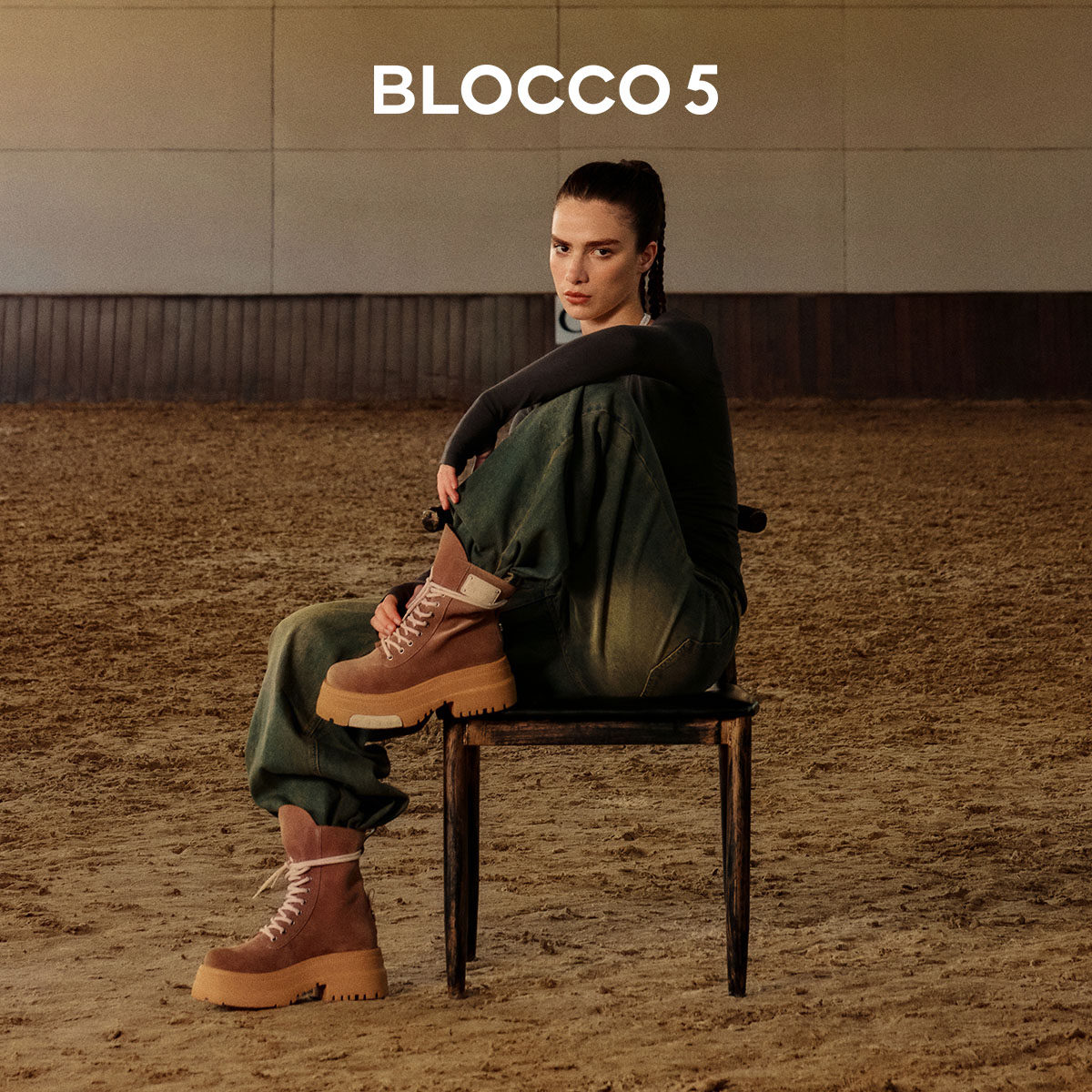 【戚薇同款】BLOCCO5春季新款女鞋厚底增高时尚女靴马丁靴短靴
