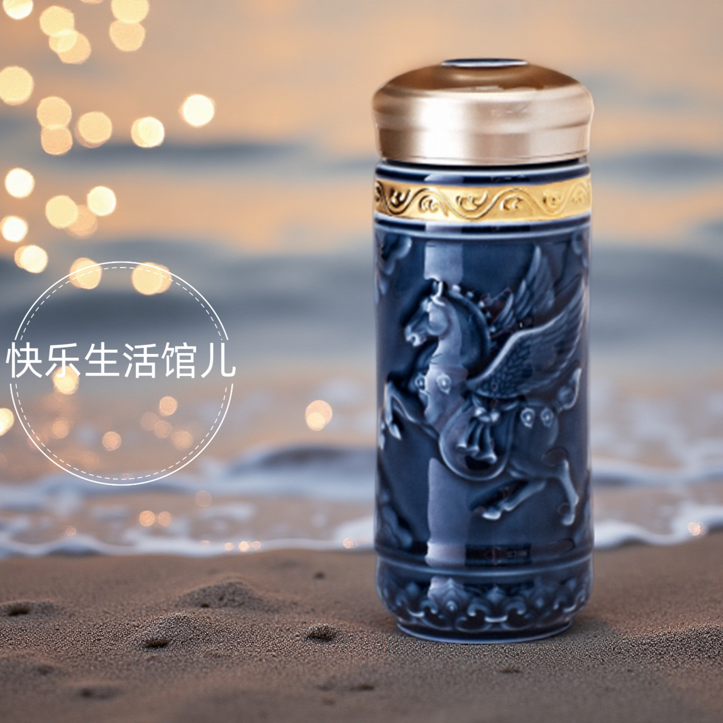 乾唐轩 鎏金飞黄腾达双层活瓷杯 高档官方正品(可议价)