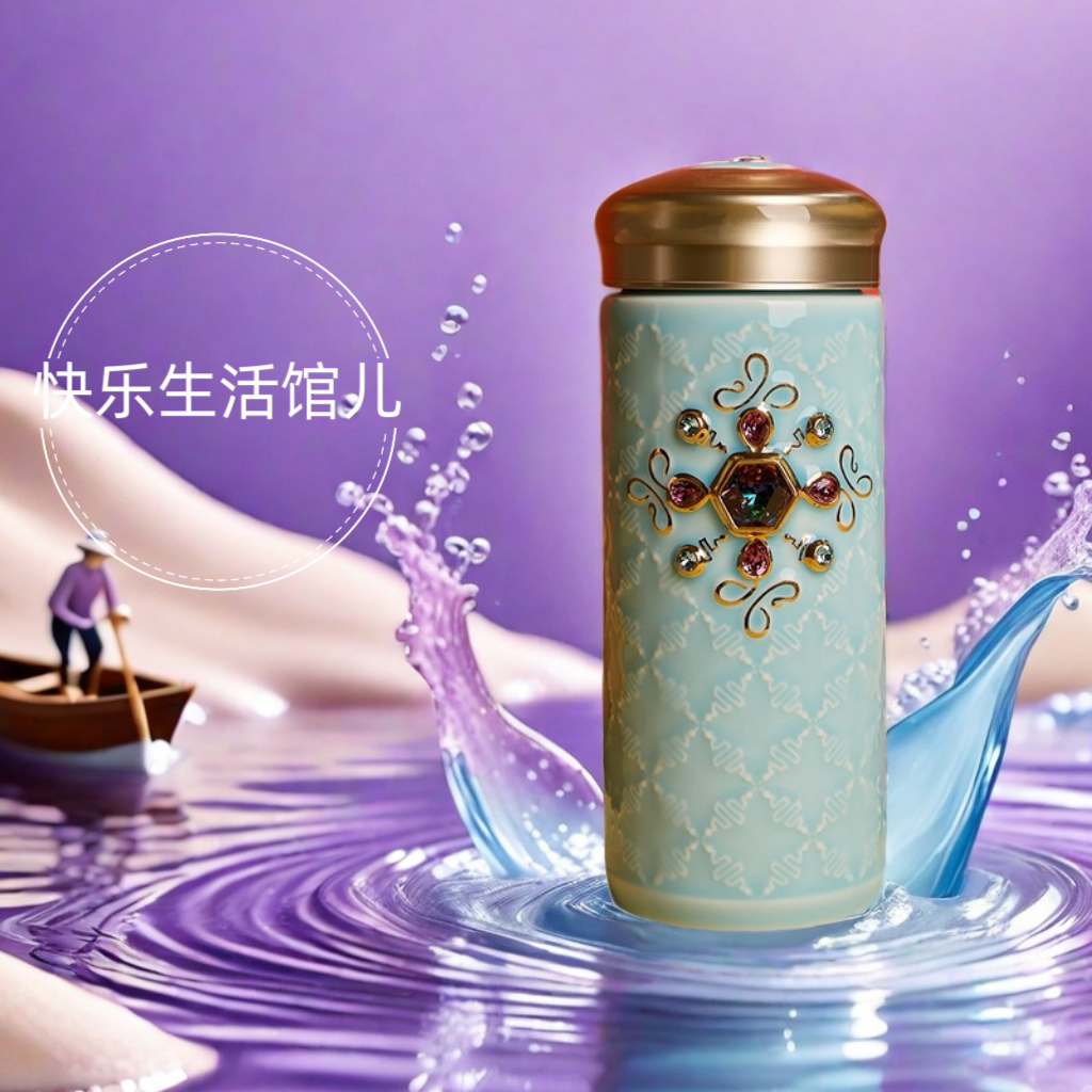 乾唐轩活瓷杯 蛇年新品 福来运转随身杯 双层 吉星款 描金彩釉款
