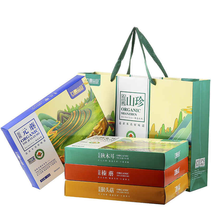 九鑫山珍组装有机礼盒4样榛蘑元蘑木耳猴头每盒150克&times;4盒